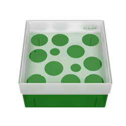 Freezer Box PP Green 10 Plus 2 wells 130x130x70mm