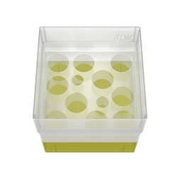 Freezer Box PP Yellow 10 Plus 2 wells 130x130x125mm