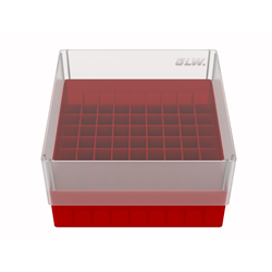 Freezer Box PP Fire Red for 3.6ml Cryo Tubes 81 well