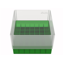 Freezer Box PP Green for 10ml Sample Vials 49 well