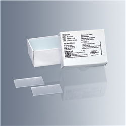 Microscope slides, 48x28mm, 1.35mm, white float glass, edges ground at 90°, w/o frosted end / PK 50