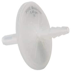 Syringe Filters PTFE, Non-Sterile, Barbed-Threaded, 0.45 µm, 50 mm dia; 10/pk