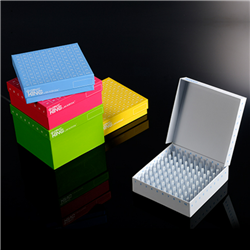 Freezer Boxes, 2 inch, 100-well,ID-ColorTM Cardboard  5 colors, Alphanumeric, Divider PP / PK 5