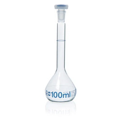 Vol. flask BLAUBRAND class A, 10ml, Boro 3.3 NS  7/16, PP-stopper, grad. in blue / PK 2