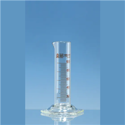 Grad. cylinder low f. SILBERBRAND-ETERNA, 100ml: 2ml, Boro 3.3, grad. in amber / PK 2