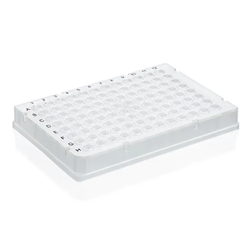 PCR Plate, 96-Well, 0.15mL, Rigid, PC/PP, Low Prof, Frost, Trans. Well, Skrtd, BIO-CERT® PCR / PK 50