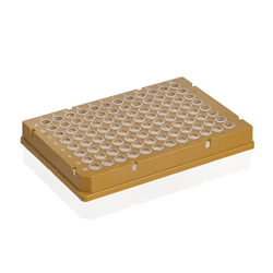 PCR Plate, 96-Well, 0.15mL, Rigid, PC/PP, Low Prof, Gold, Trans. Well, Skrtd, BIO-CERT® PCR / PK 50