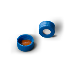 9mm R.A.M™ Ribbed Closure, Royal Blue, 1mm Thick Polyimide/Silicone Lined for PFAS Testing / PK 100