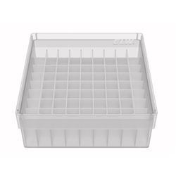 Freezer Box PP Natural for 1.5, 2.0ml Cryo Tubes 52mm H 81 well