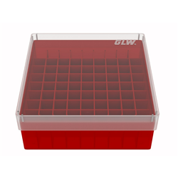 Freezer Box PP Fire Red for 1.5, 2.0ml Cryo Tubes 52mm H 81 well