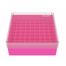 Freezer Box PP Pink for 1.5, 2.0ml Cryo Tubes 52mm H 81 well