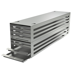 Freezer rack SSteel drawer 8x6 pl. for microtest plates 540x180x135mm (lxhxw)