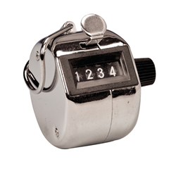 Hand Tally Counter, with quick-reset knob, tallies up to 9999
