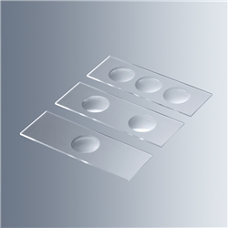 Microscope slides 76x26mm, 1.2 -1.5mm thick, w cavity 15-18mm dia. & 90° ground edges / PK 100