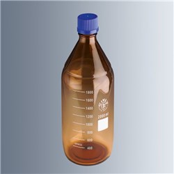 Lab bottles ISO 4796, 2000mL, amber glass, grad., GL 45 cap, PP / PK10