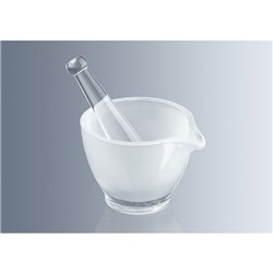 Mortars with pestles, borosilicate glass 120mm diameter, /PK 10