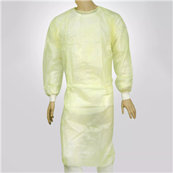 Gown XXX-Large Disposable Yellow Laminated Front And Sleeves Knitted Cuffs Ties At Side PK50