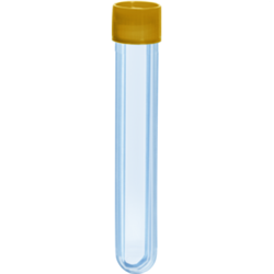 Tube 13 ml, 101 x 16.5 mm, PP, with assembled yellow cap, STERILE cap / PK 500