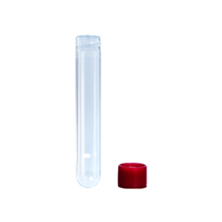 Tube 13 ml, 101 x 16.5 mm, PP, with enclosed RED cap / PK 1000