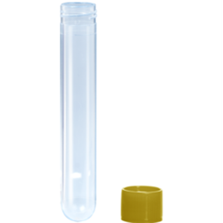Tube 13 ml, 101 x 16.5 mm, PP, with enclosed YELLOW cap / PK 1000