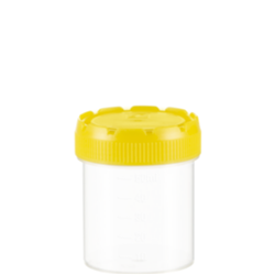 Container 70ml assembled with yellow screw cap SARSTEDT Clean Room / PK 500
