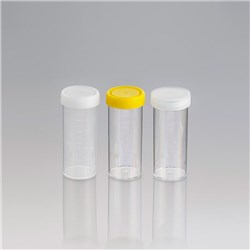 Container 120ml PP Sterile (Gamma) Flat Bottom (Yellow Screw Cap) 108x44mm Unlabelled / PK 264