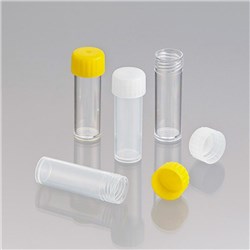 Tube 5ml Flat Bottom (Screw Cap) PP Unlabelled, Yellow Capped, Gamma Sterile / PK 2000