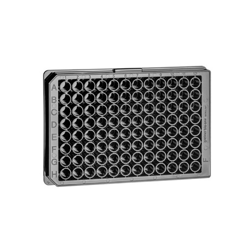 Black/White MICROPLATE, PS, 96 WELL, FBOTTOM, CHIMNEY WELL, BLACK